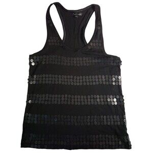 Twenty One Black Sequined Racerback Tank With Sequins - Size L